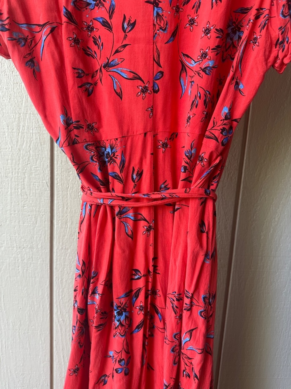 GAP Coral Red Floral Wrap Maxi Dress - Picture 4 of 5